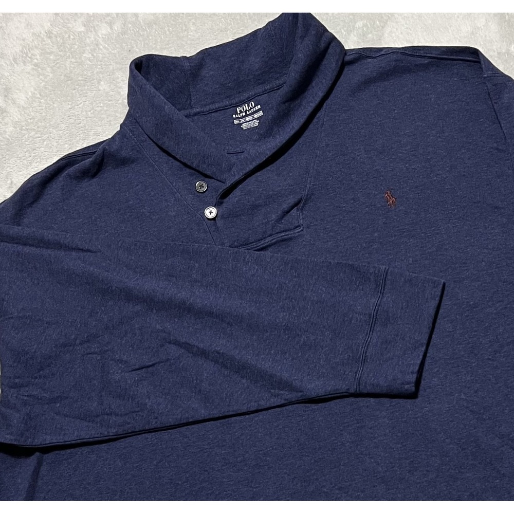 Polo Ralph Lauren Sweater Mens 4XB Big Navy Shawl Collar Pullover Preppy Pony - Picture 2 of 11